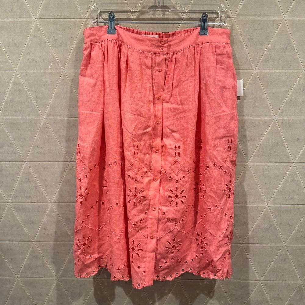 NEW Rachel Parcell eyelet midi linen skirt L - Picture 2 of 7